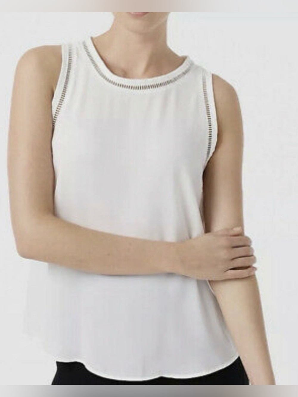 New J CREW Sleeveless Top Women size 8  Ivory NEW Ladder Trim Lightweight